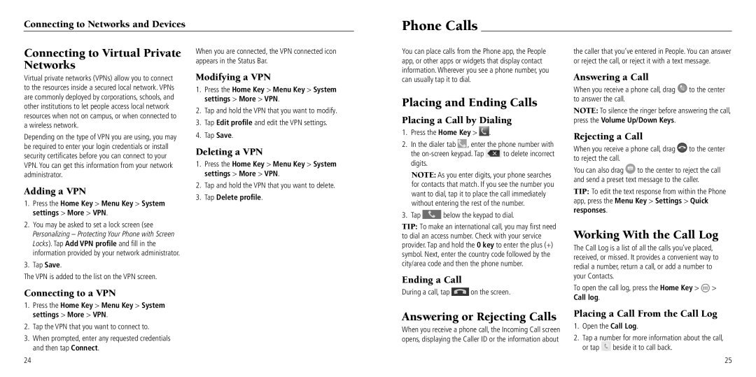 ZTE Z795G user manual Phone Calls 