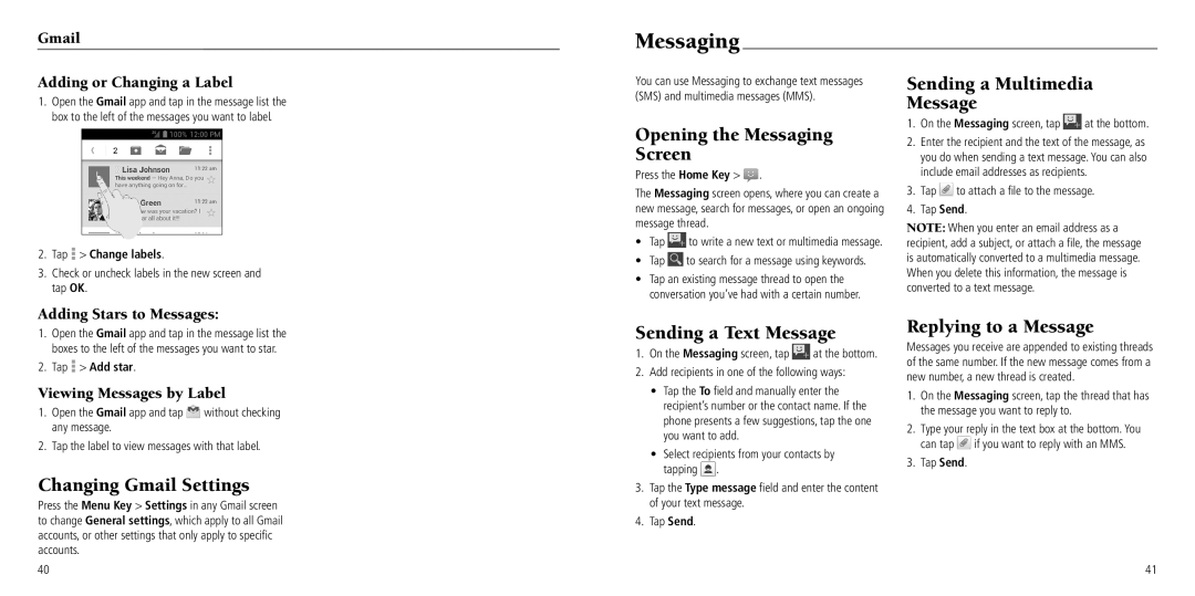 ZTE Z795G user manual Messaging 