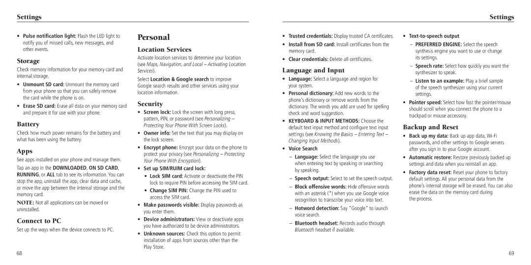 ZTE Z795G user manual Personal 