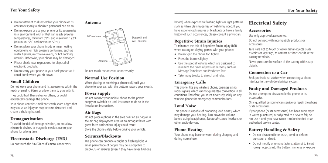 ZTE Z795G user manual Electrical Safety 