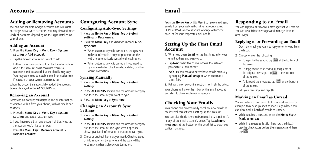 ZTE Z797C user manual Accounts 