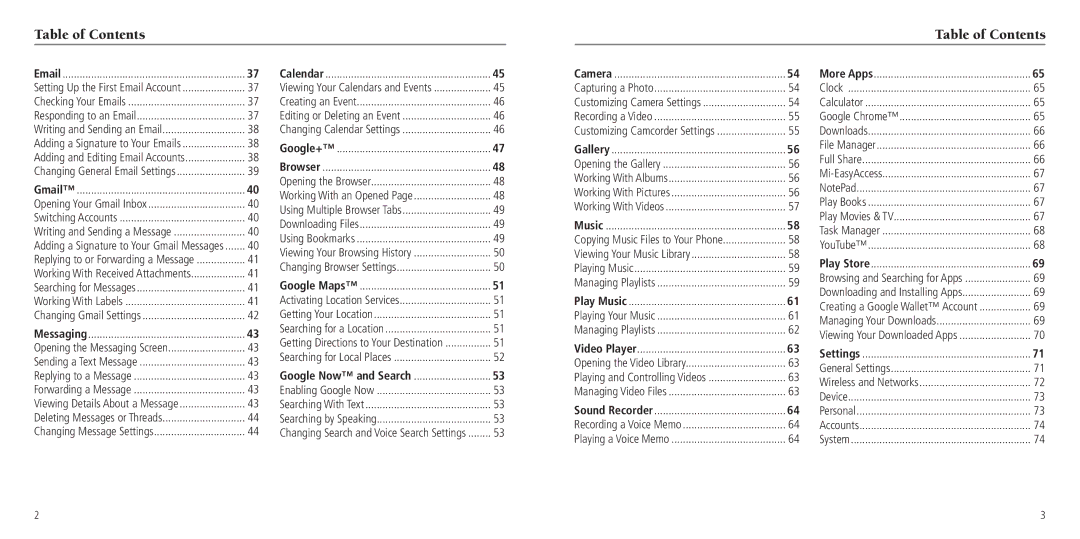 ZTE Z797C user manual Table of Contents 