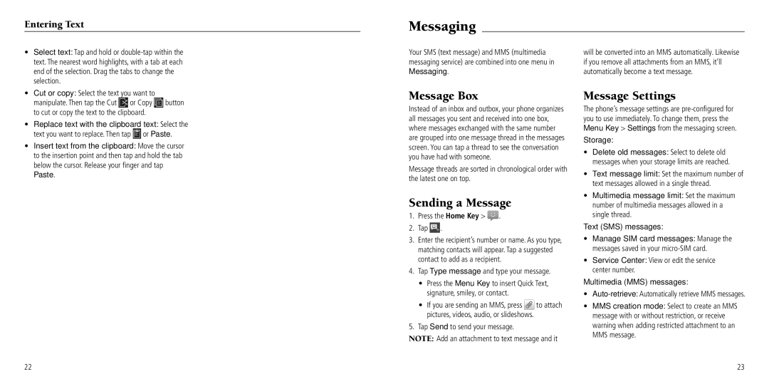 ZTE Z930L user manual Messaging, Message Box, Sending a Message, Message Settings 