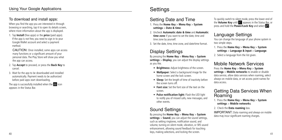 ZTE Z930L user manual Settings 