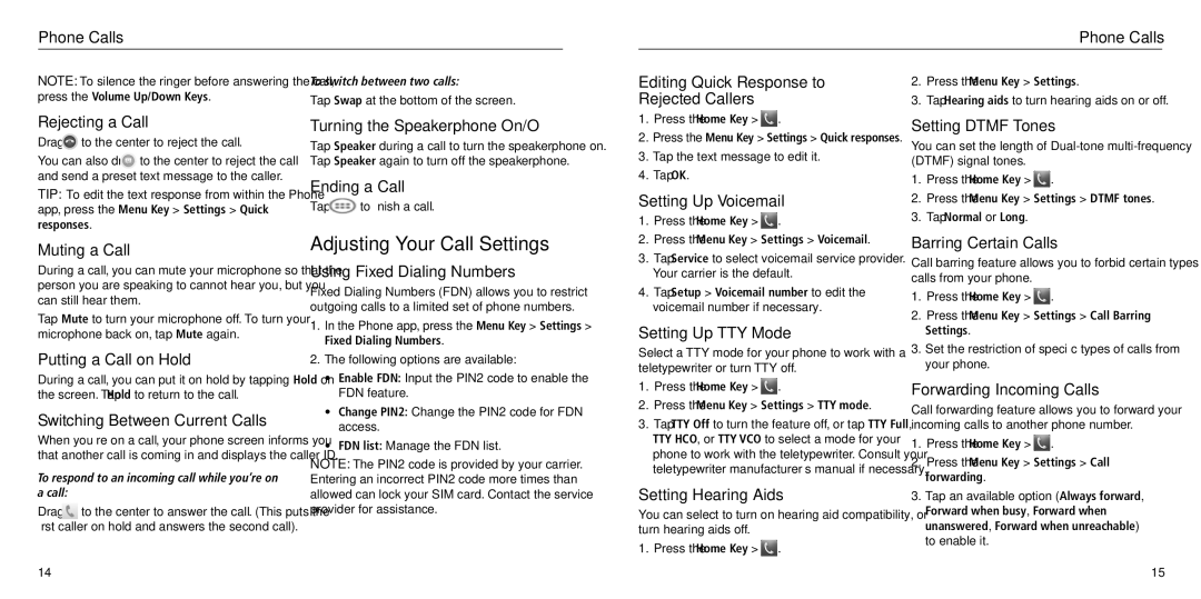 ZTE Z930L user manual Adjusting Your Call Settings 