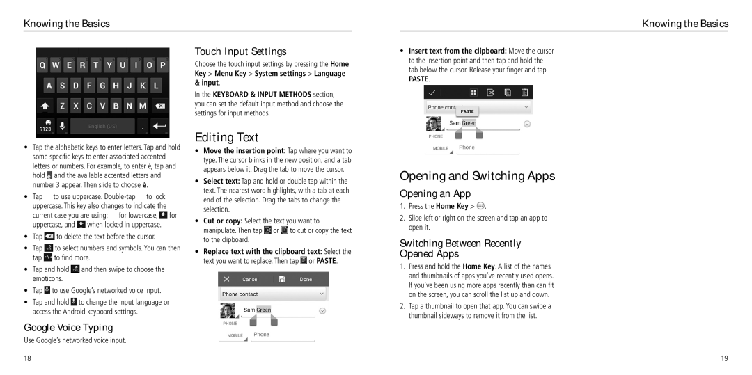 ZTE Z932L user manual Editing Text, Opening and Switching Apps 