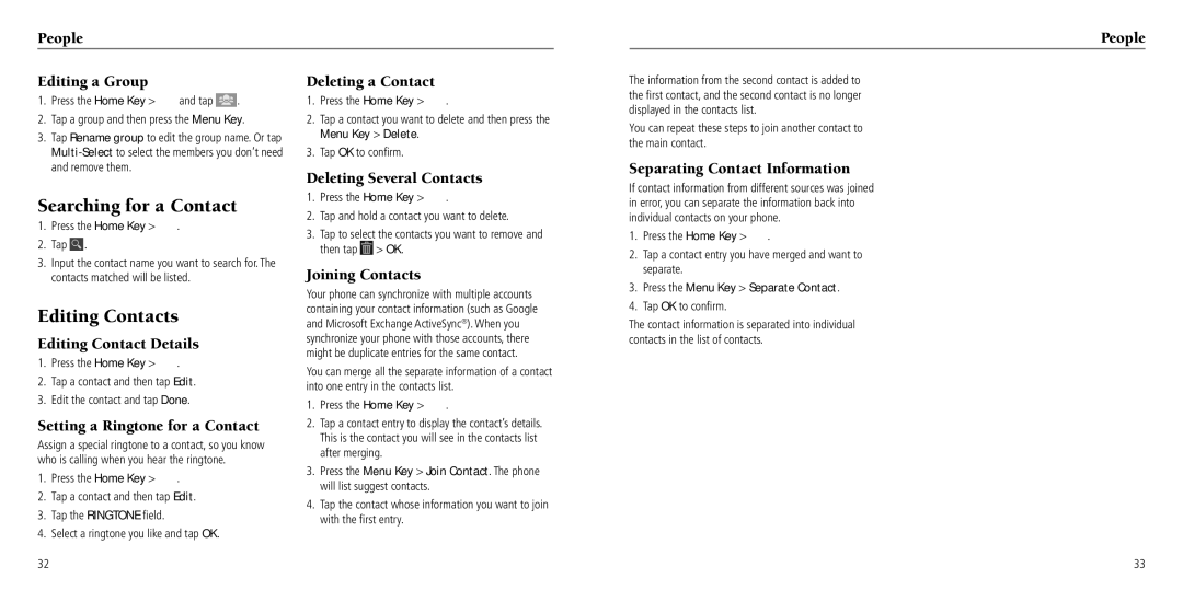 ZTE Z932L user manual Searching for a Contact, Editing Contacts 