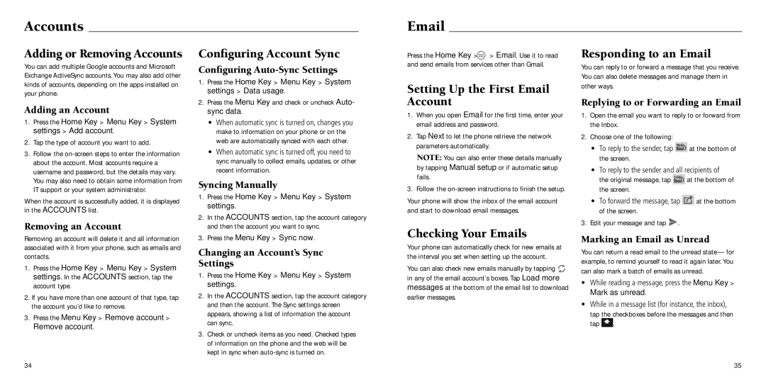 ZTE Z932L user manual Accounts 