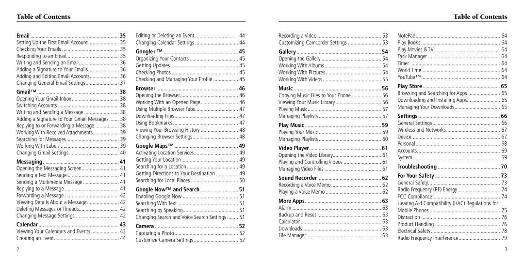 ZTE Z932L user manual Table of Contents 