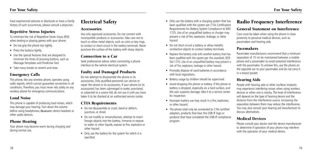 ZTE Z932L user manual Electrical Safety, Radio Frequency Interference 