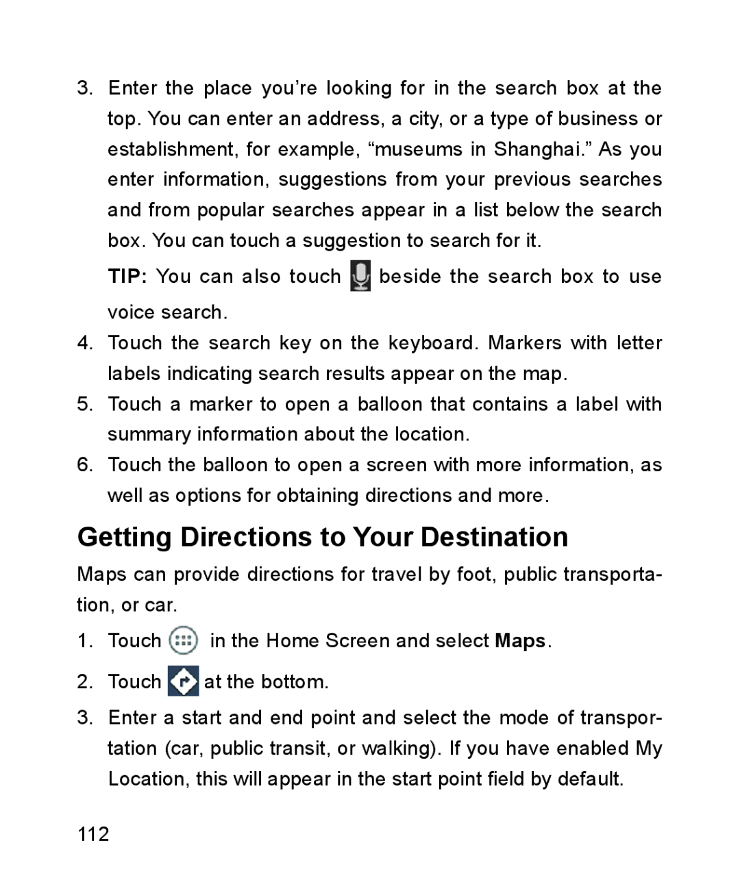 ZTE ZTE Blade III user manual Getting Directions to Your Destination 