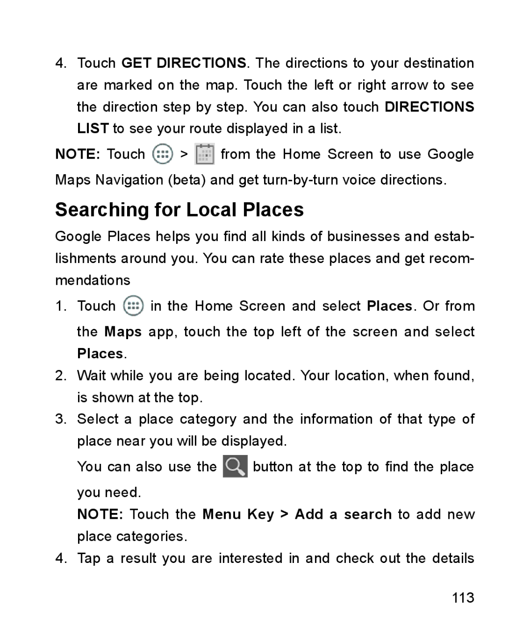 ZTE ZTE Blade III user manual Searching for Local Places 