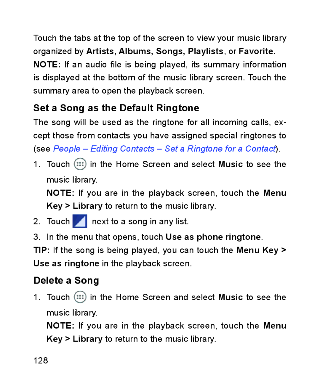 ZTE ZTE Blade III user manual Set a Song as the Default Ringtone, Delete a Song 