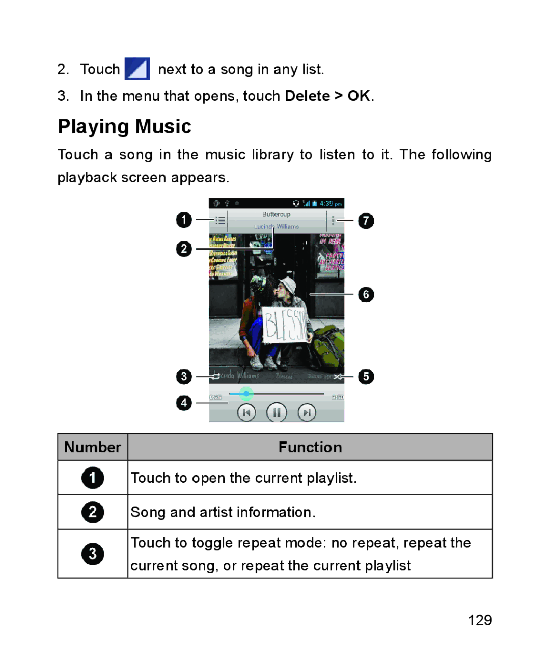 ZTE ZTE Blade III user manual Playing Music, Number Function 