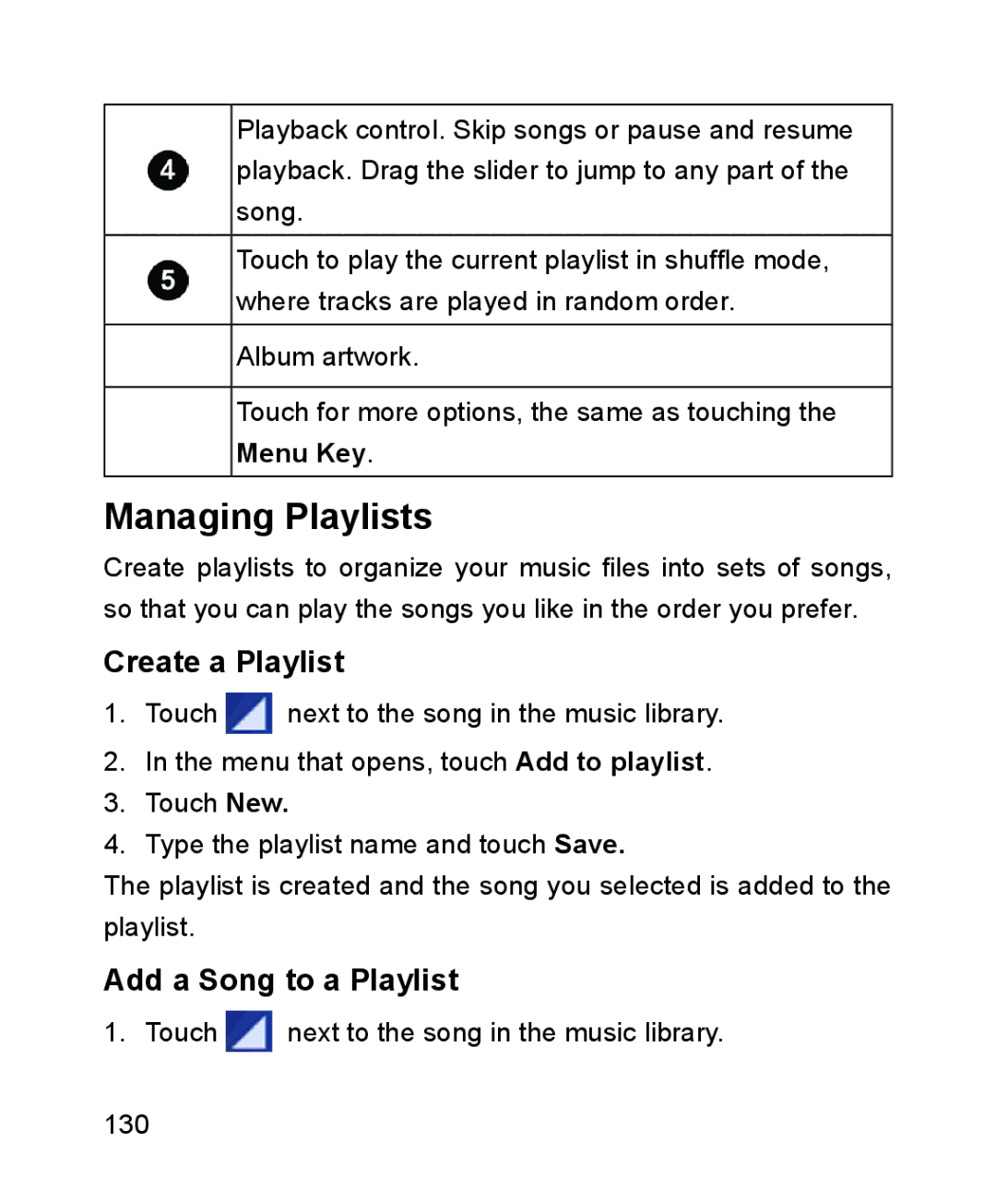 ZTE ZTE Blade III user manual Managing Playlists, Create a Playlist, Add a Song to a Playlist 