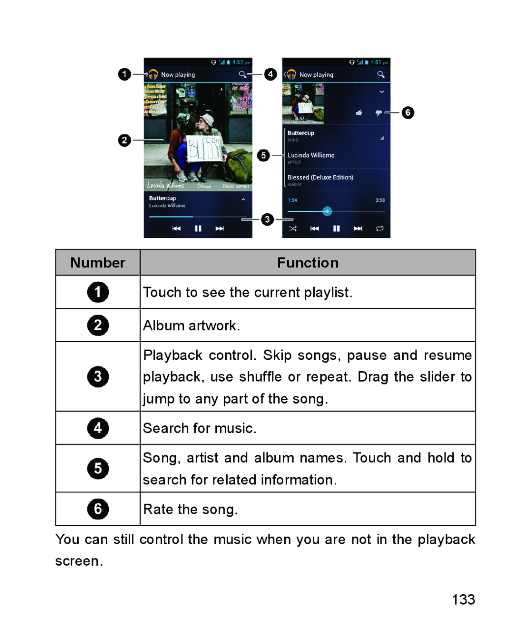 ZTE ZTE Blade III user manual Touch to see the current playlist 