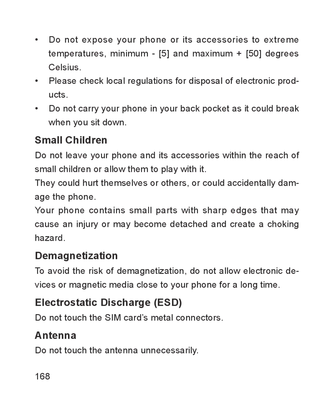 ZTE ZTE Blade III user manual Small Children, Demagnetization, Electrostatic Discharge ESD, Antenna 