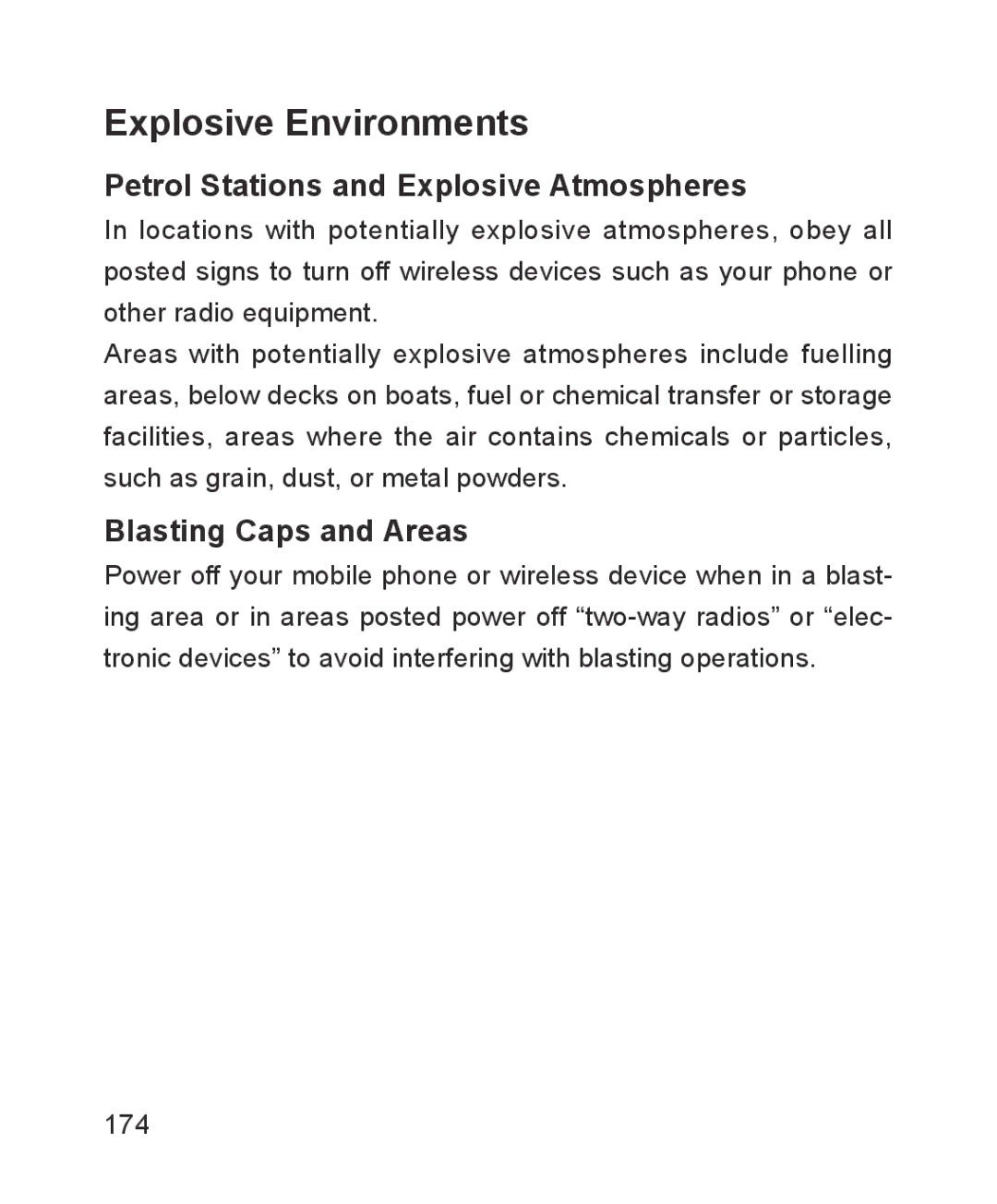 ZTE ZTE Blade III user manual Explosive Environments, Petrol Stations and Explosive Atmospheres, Blasting Caps and Areas 