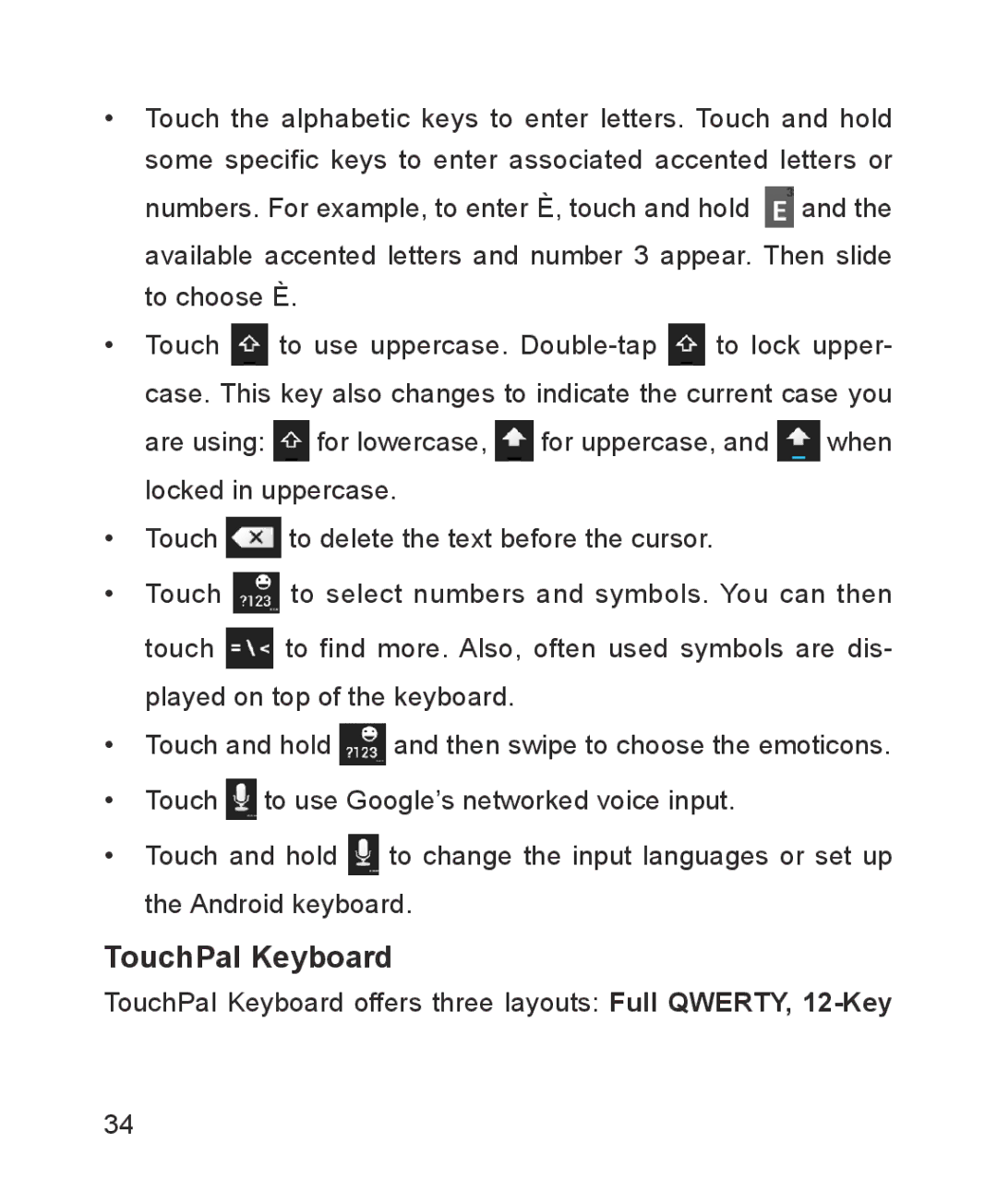 ZTE ZTE Blade III user manual TouchPal Keyboard 