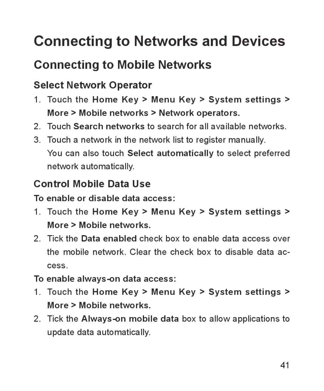 ZTE ZTE Blade III user manual Connecting to Networks and Devices, Connecting to Mobile Networks, Select Network Operator 