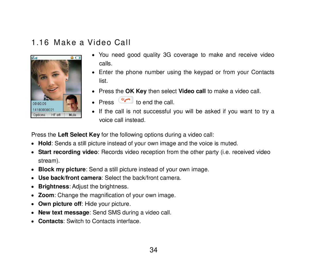 ZTE ZTE F152 user manual Make a Video Call 