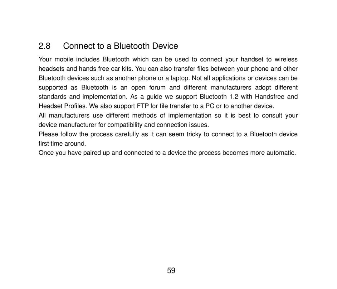 ZTE HSDPA Multi band 3G Mobile Phone, ZTE F852 user manual Connect to a Bluetooth Device 