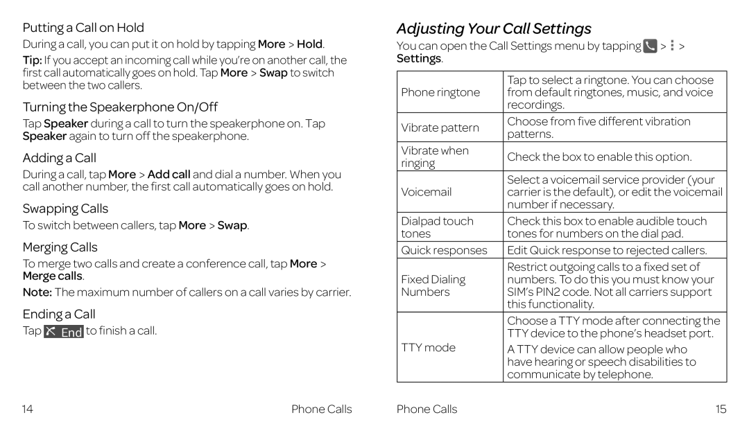 ZTE ZTE Z667 manual Adjusting Your Call Settings 