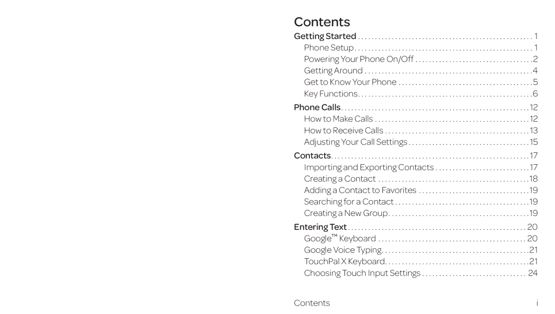 ZTE ZTE Z667 manual Contents 