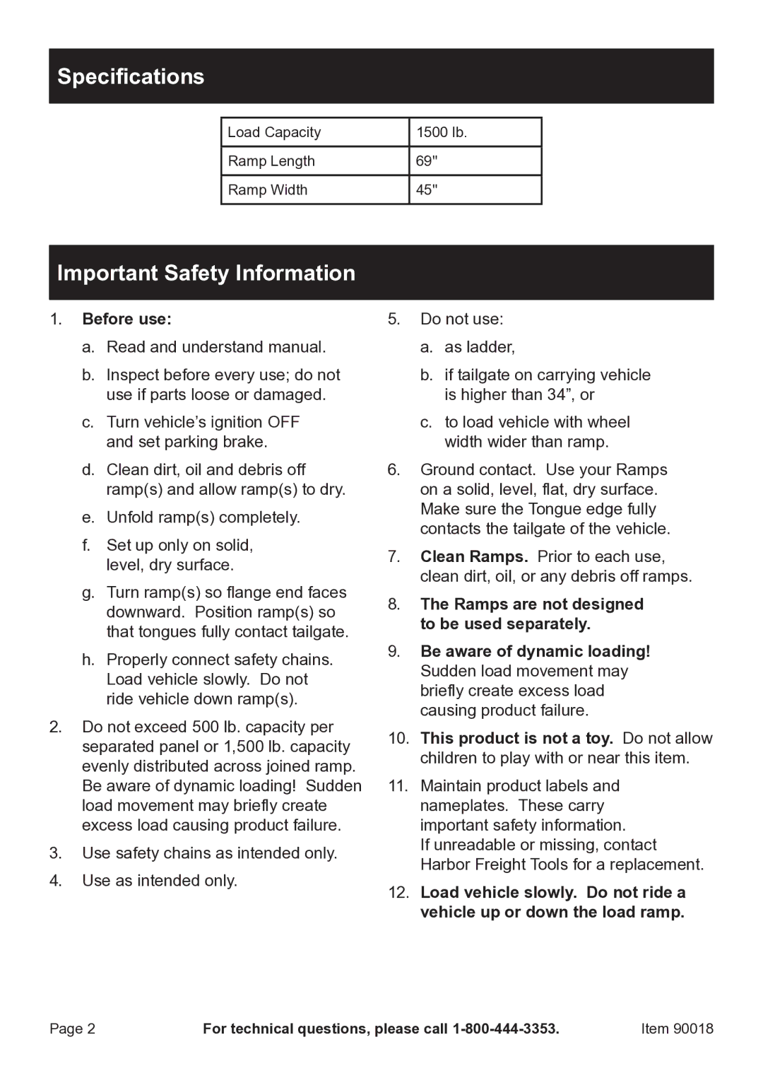 Zweita  Co 90018 manual Specifications, Important Safety Information, Before use 