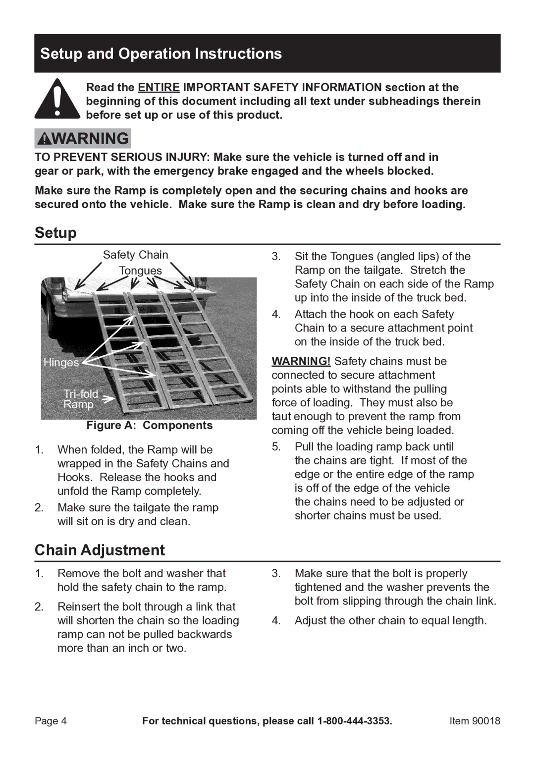 Zweita  Co 90018 manual Setup and Operation Instructions, Chain Adjustment 