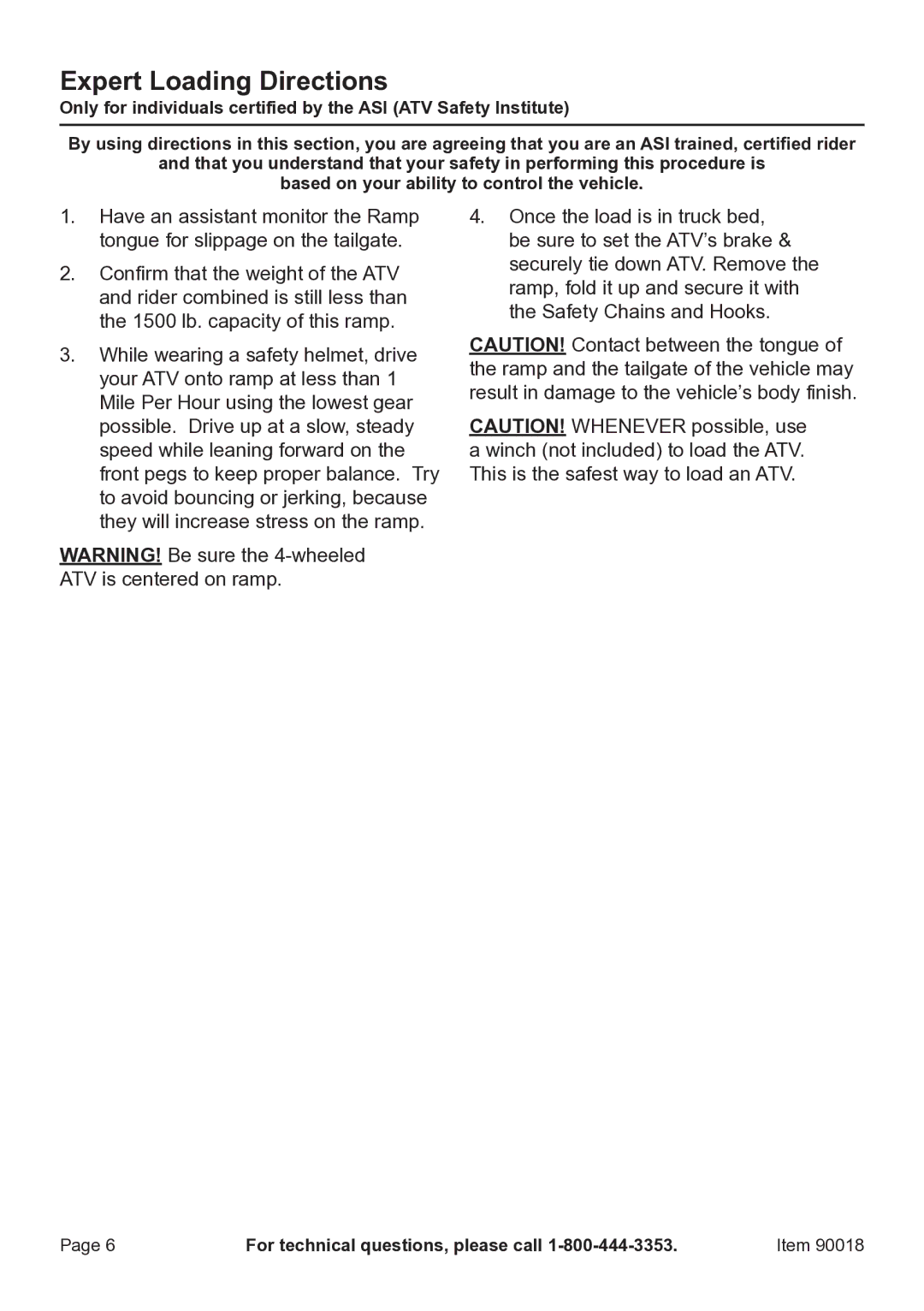 Zweita  Co 90018 manual Expert Loading Directions 