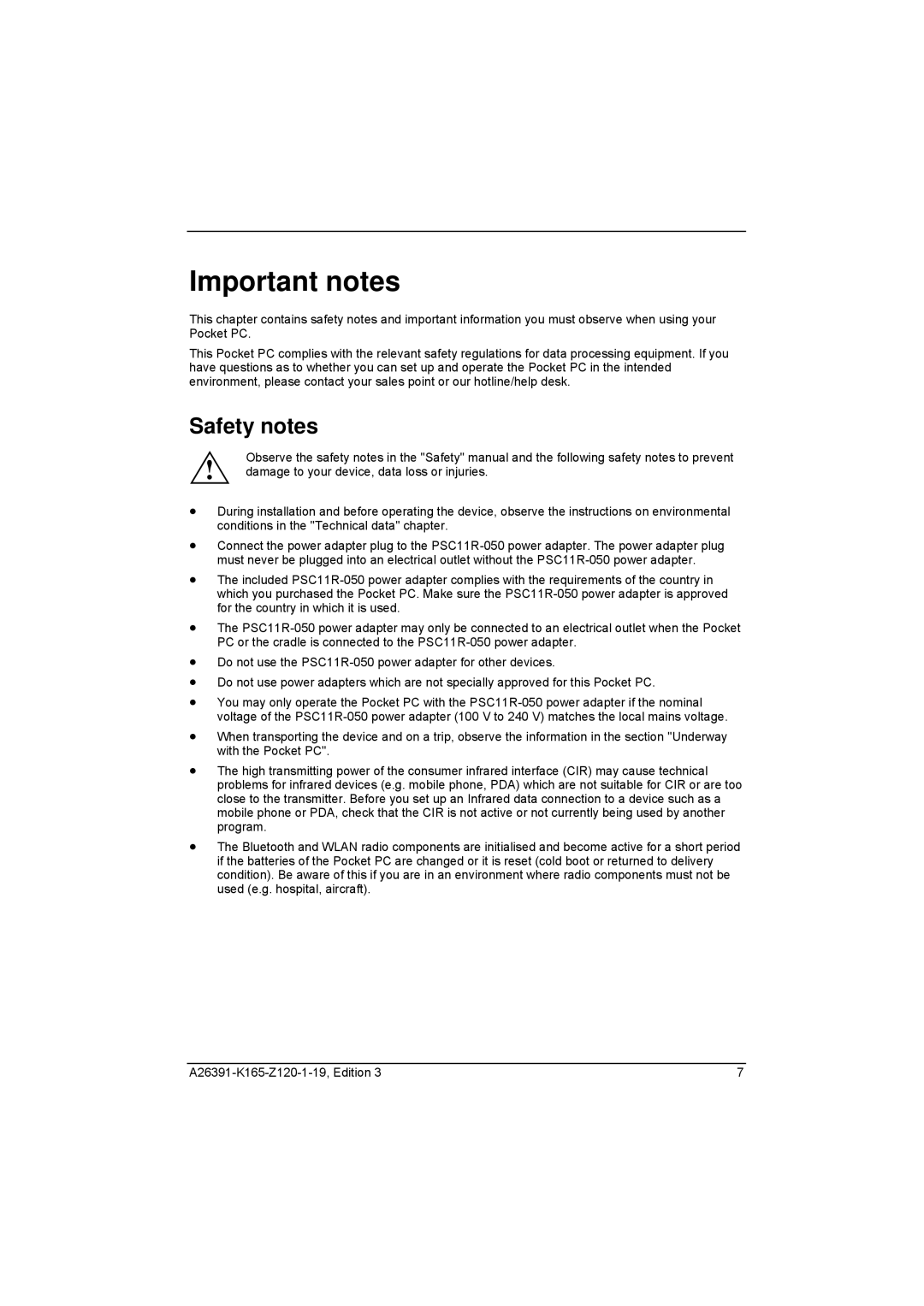 Zweita  Co N/C Series manual Important notes, Safety notes 