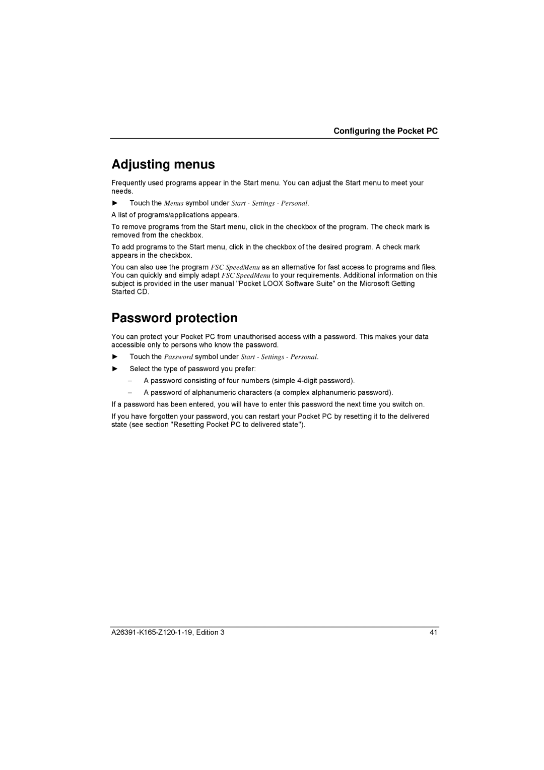 Zweita  Co N/C Series manual Adjusting menus, Password protection 