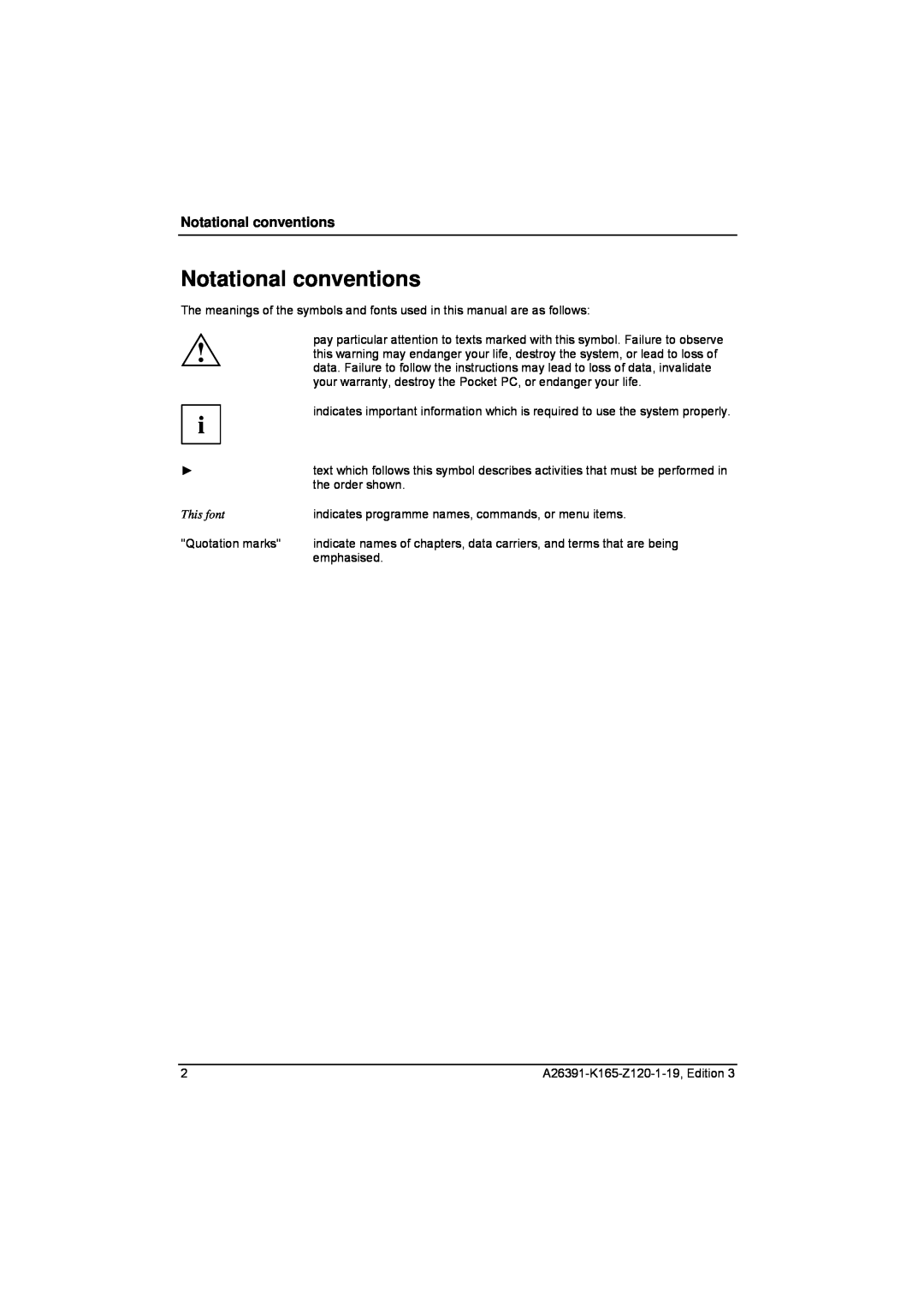Zweita  Co N/C Series manual Notational conventions 