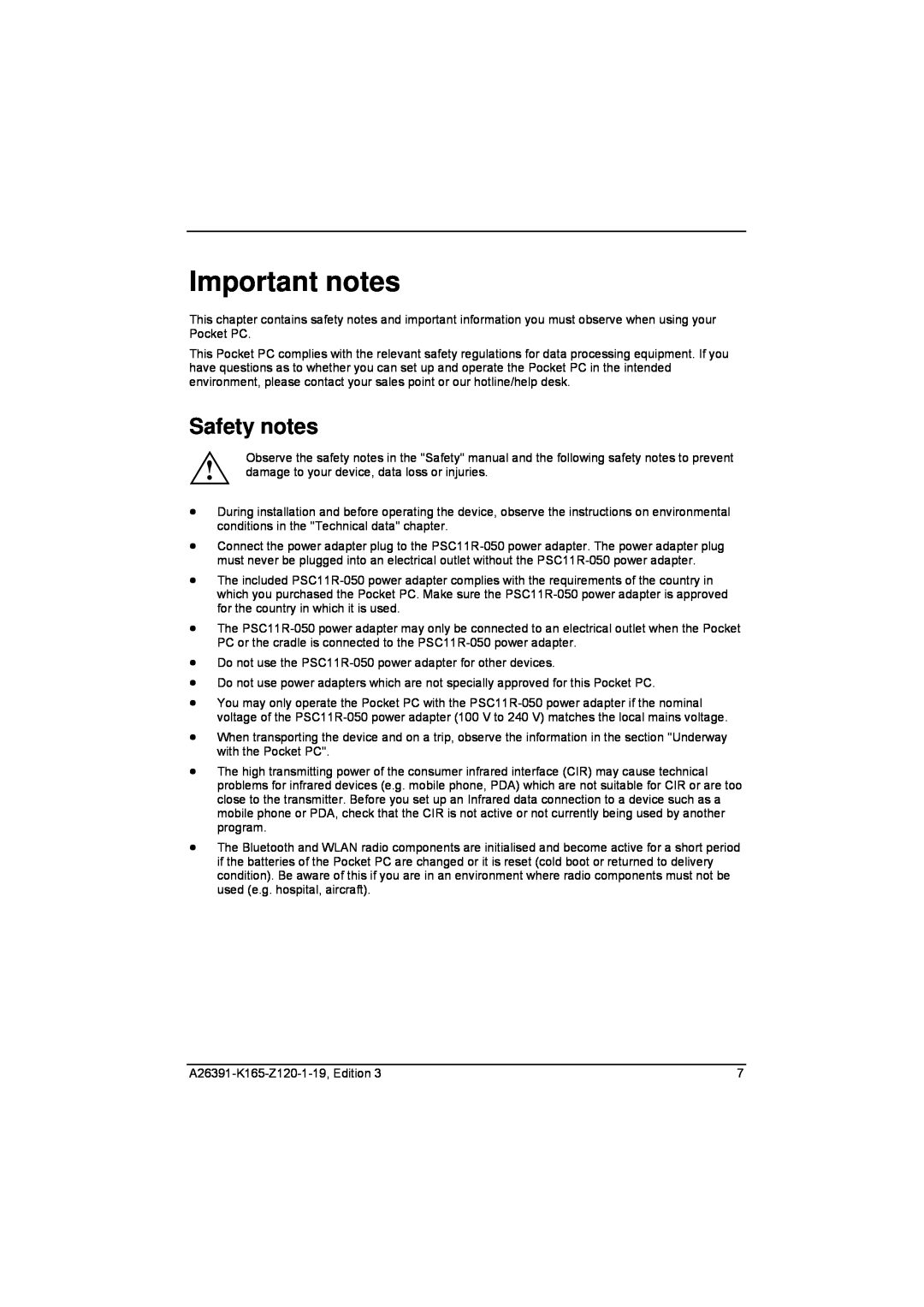 Zweita  Co N/C Series manual Important notes, Safety notes 