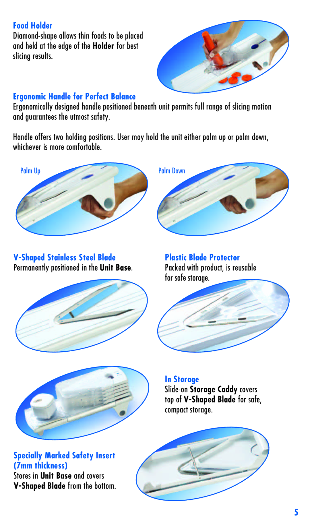 Zyliss safety rail-guided slicer easyslice mandolineTM Ergonomic Handle for Perfect Balance, Shaped Stainless Steel Blade 