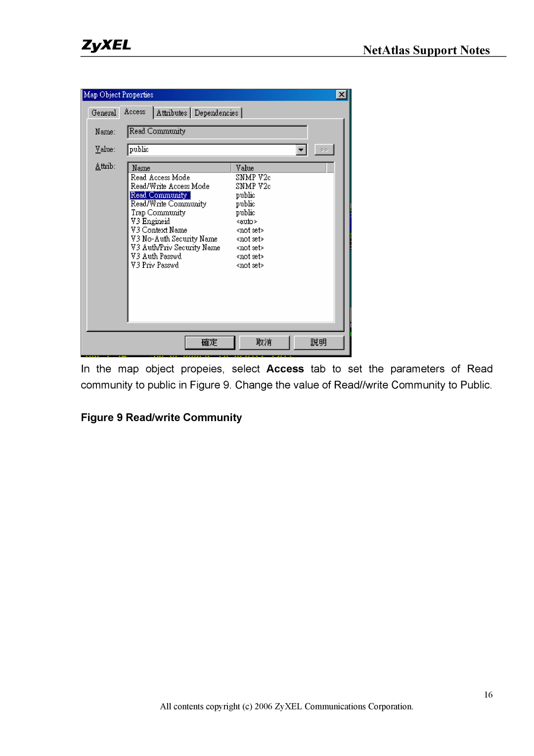 ZyXEL Communications 1 manual Read/write Community 