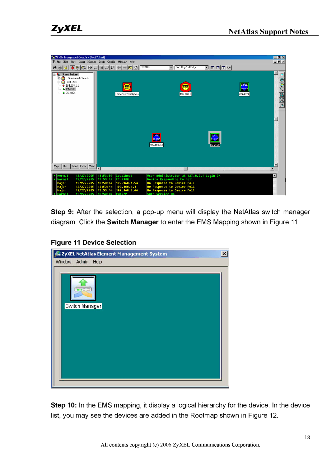 ZyXEL Communications 1 manual NetAtlas Support Notes 