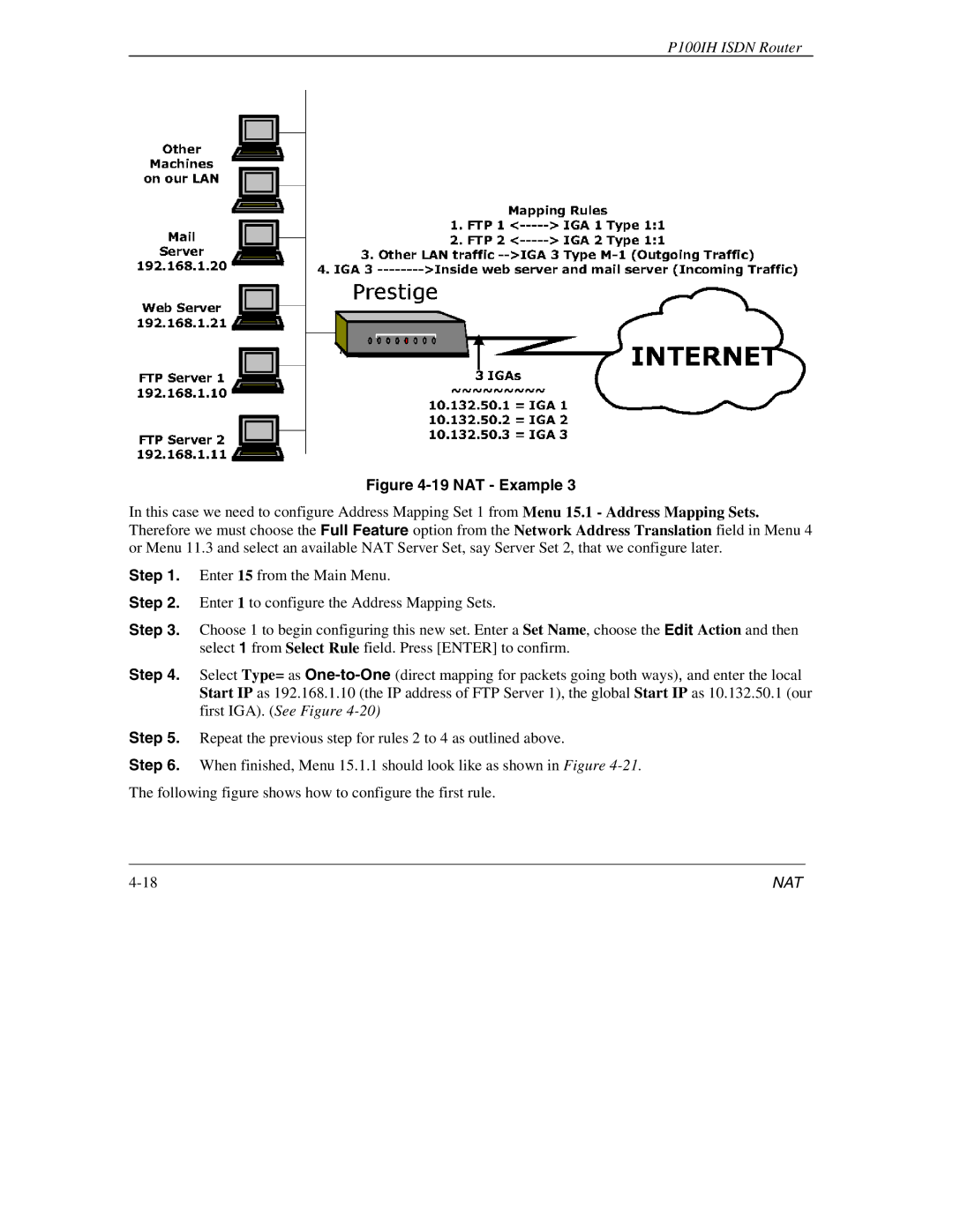 ZyXEL Communications 1001H manual NAT Example 