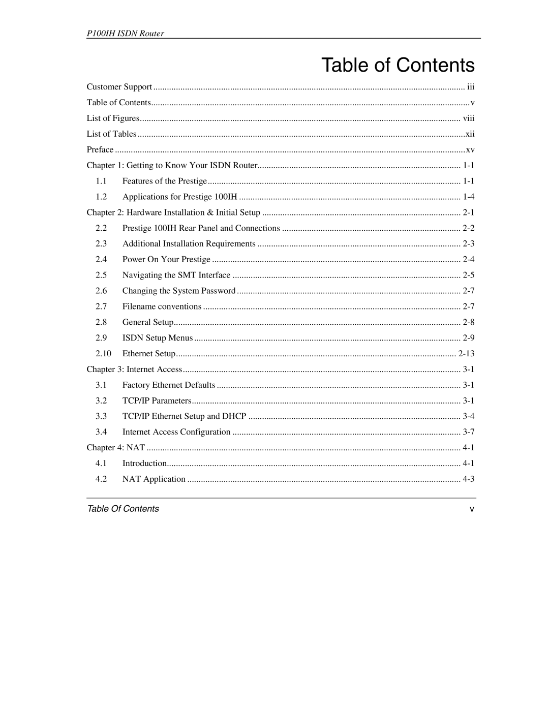 ZyXEL Communications 1001H manual Table of Contents 