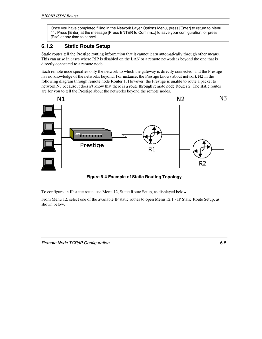 ZyXEL Communications 1001H manual Static Route Setup, Example of Static Routing Topology 