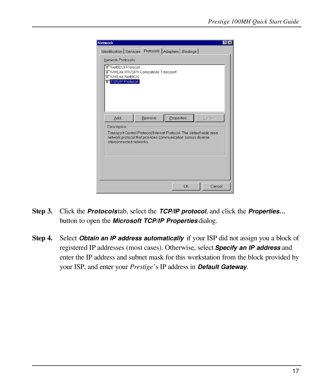 ZyXEL Communications quick start Prestige 100MH Quick Start Guide 