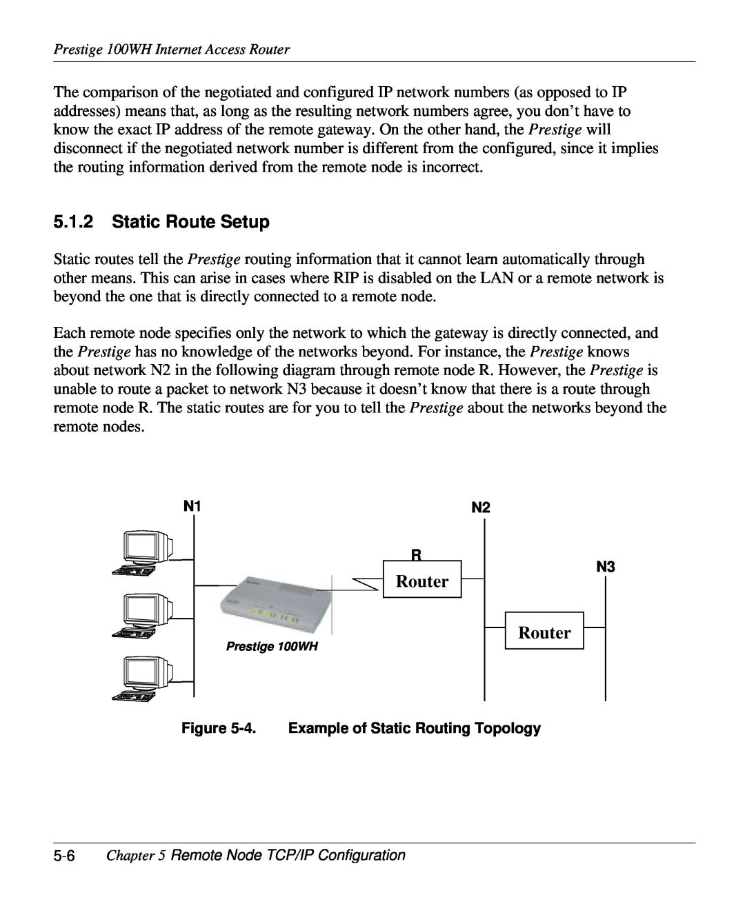 ZyXEL Communications 100WH user manual Static Route Setup, Router, 4. Example of Static Routing Topology 