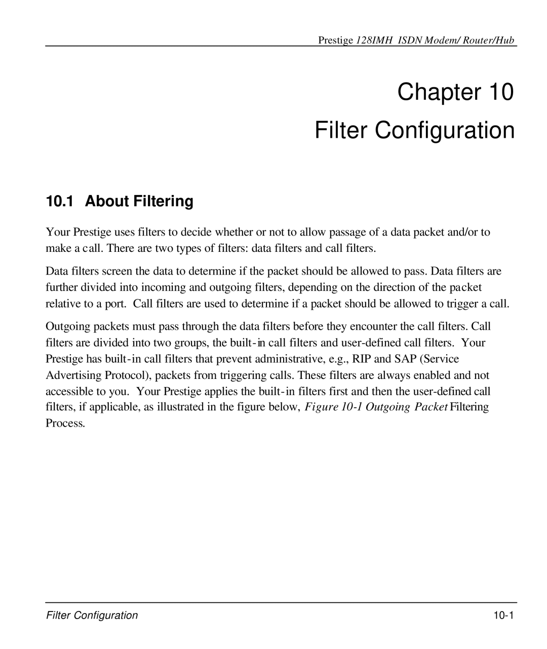 ZyXEL Communications 128IMH manual Chapter Filter Configuration, About Filtering 