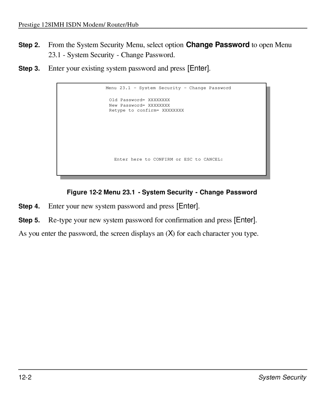 ZyXEL Communications 128IMH manual System Security 