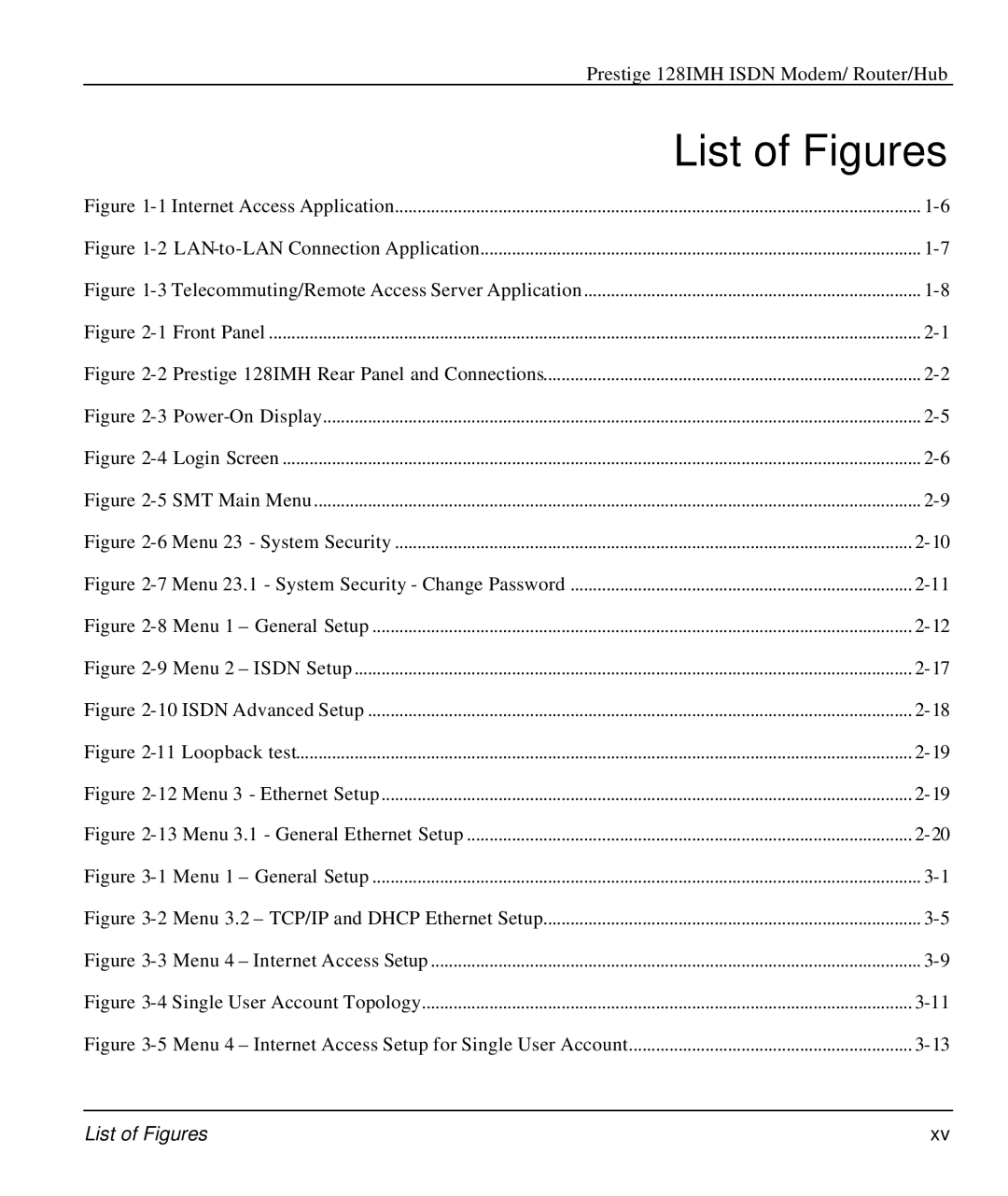 ZyXEL Communications 128IMH manual List of Figures 