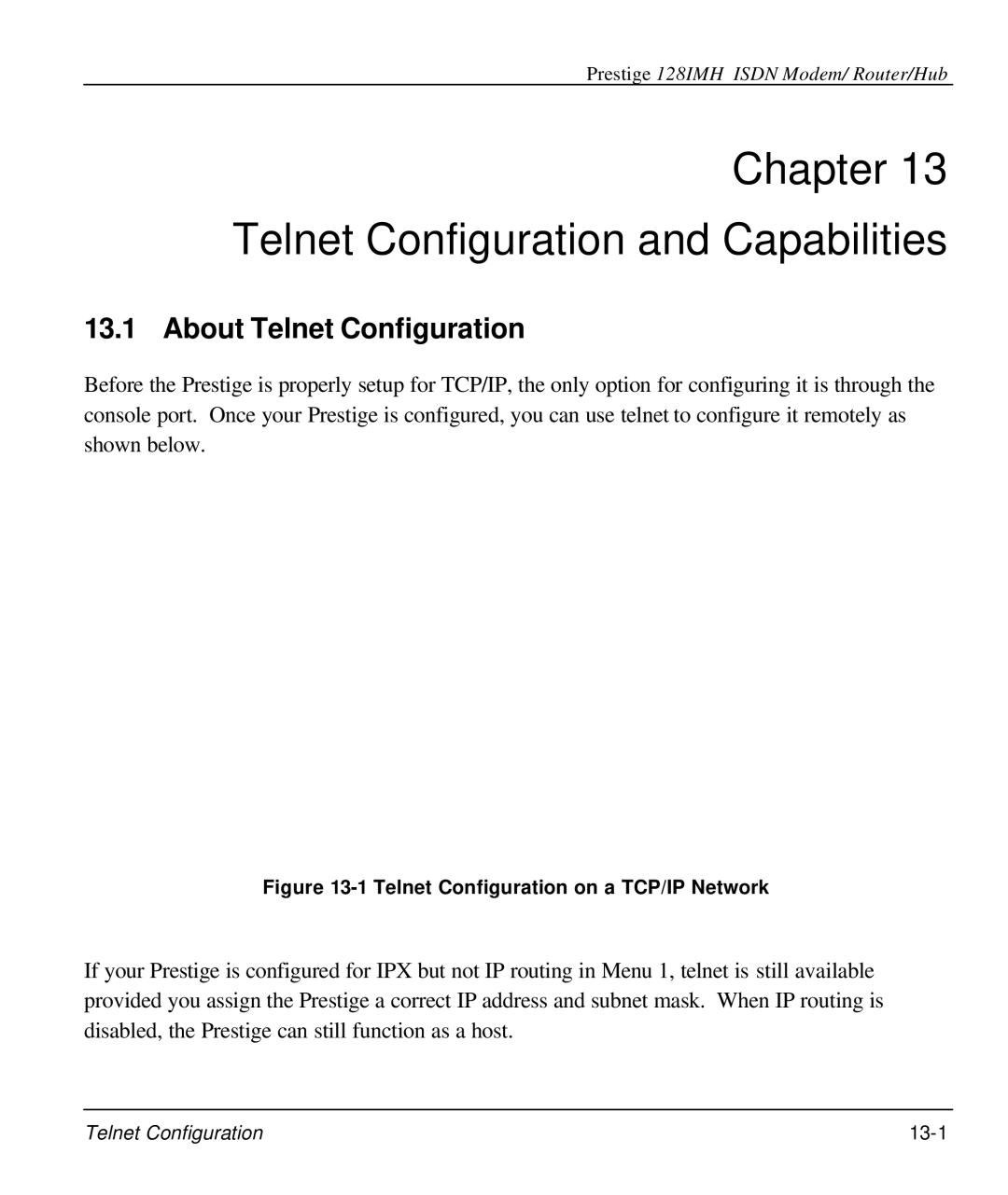 ZyXEL Communications 128IMH manual Chapter Telnet Configuration and Capabilities, About Telnet Configuration 