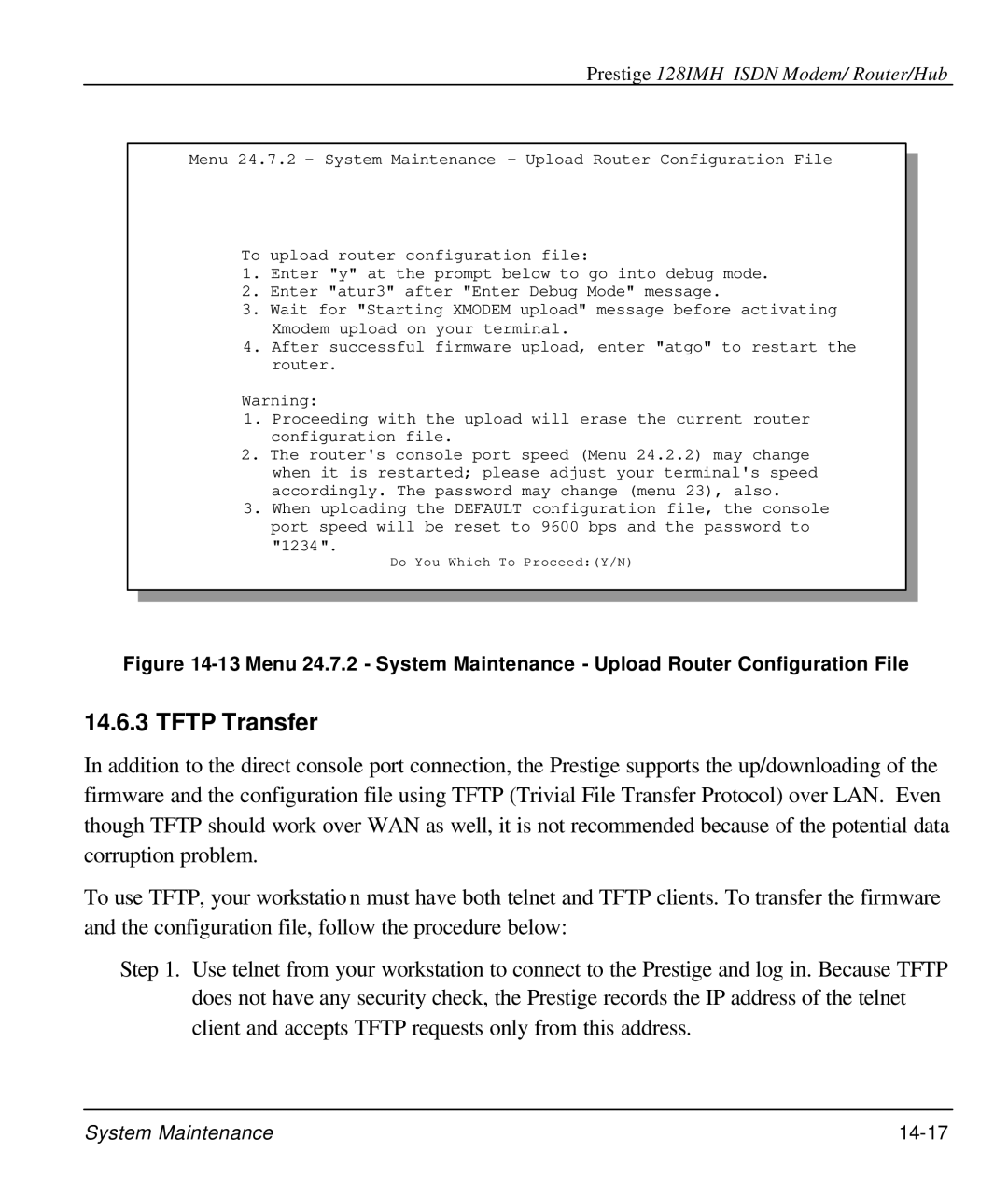 ZyXEL Communications 128IMH manual Tftp Transfer 