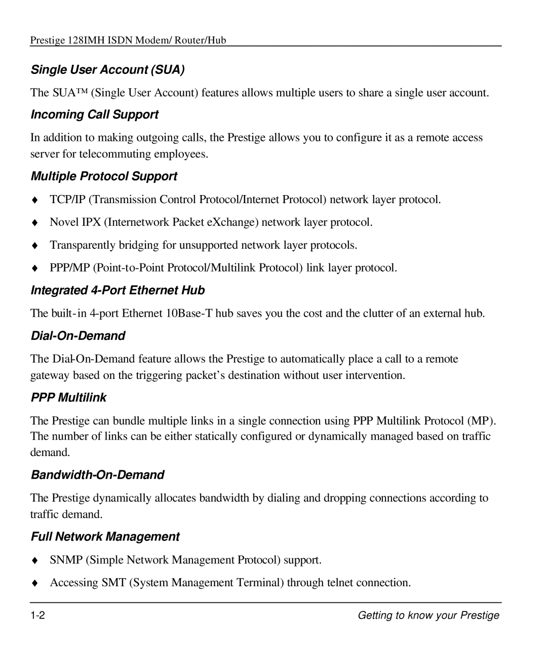 ZyXEL Communications 128IMH manual Single User Account SUA 