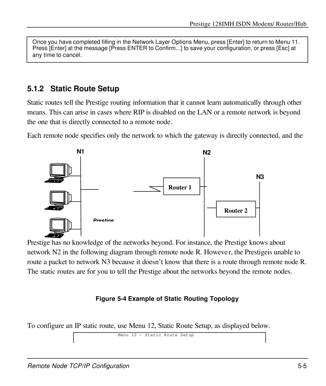 ZyXEL Communications 128IMH manual Static Route Setup, Example of Static Routing Topology 